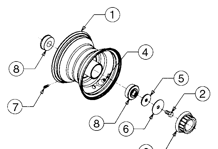 Front Wheel Diagram and Parts List for GT2186-44 13A298L710-13A298L712 Cub Cadet Lawn Tractor